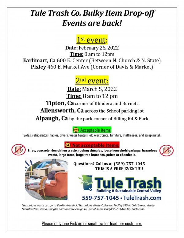 Tule Trash Co Community Clean- up